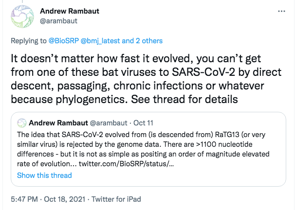 Andrew Rambaut's Oct 18th Tweet